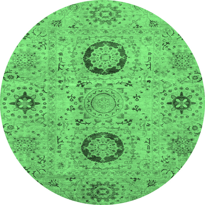 Round Abstract Emerald Green Modern Rug, abs3898emgrn