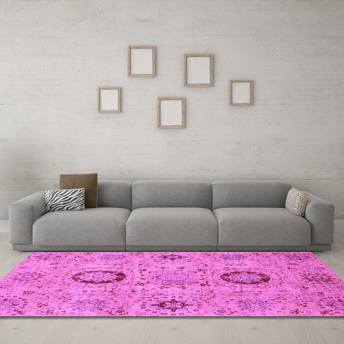 Machine Washable Abstract Purple Modern Area Rugs in a Living Room, wshabs3898pur