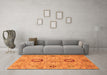 Machine Washable Abstract Orange Modern Area Rugs in a Living Room, wshabs3898org