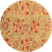 Round Machine Washable Abstract Brown Modern Rug, wshabs3899brn