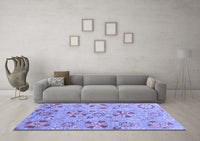 Machine Washable Abstract Blue Modern Rug, wshabs3899blu