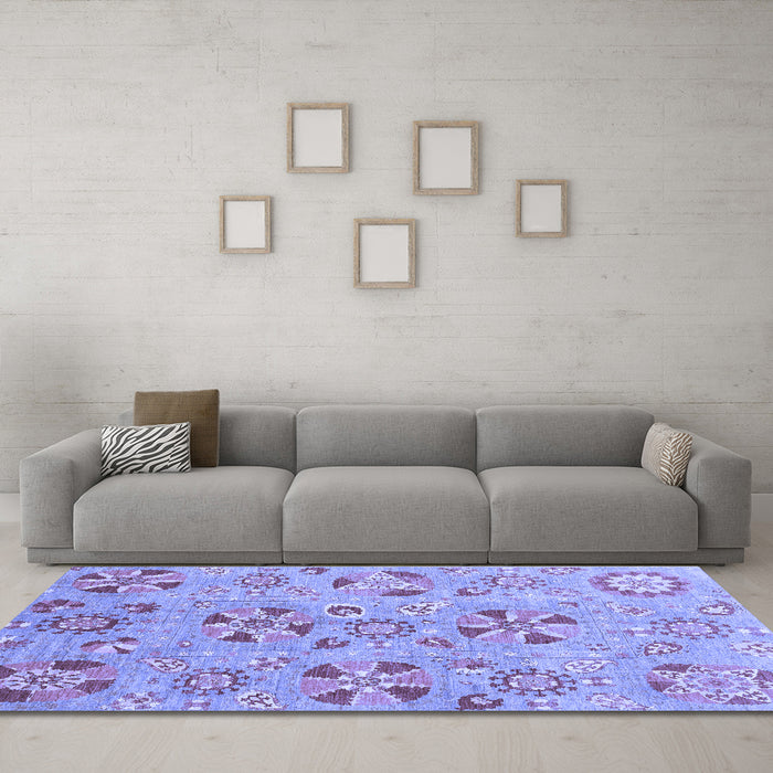 Machine Washable Abstract Blue Modern Rug in a Living Room, wshabs3899blu