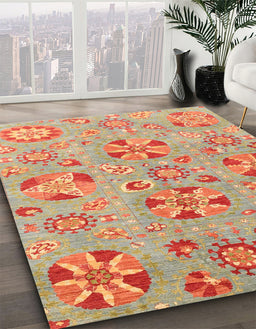 Abstract Orange Modern Rug in Family Room, abs3899
