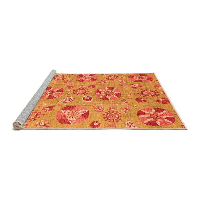 Sideview of Machine Washable Abstract Orange Modern Area Rugs, wshabs3899org