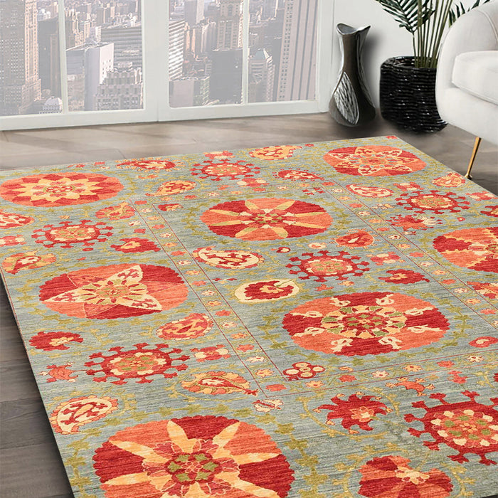 Machine Washable Abstract Orange Rug in a Family Room, wshabs3899