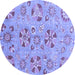 Round Abstract Blue Modern Rug, abs3899blu