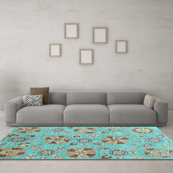 Machine Washable Abstract Light Blue Modern Rug in a Living Room, wshabs3899lblu