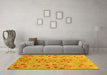 Machine Washable Abstract Yellow Modern Rug in a Living Room, wshabs3899yw