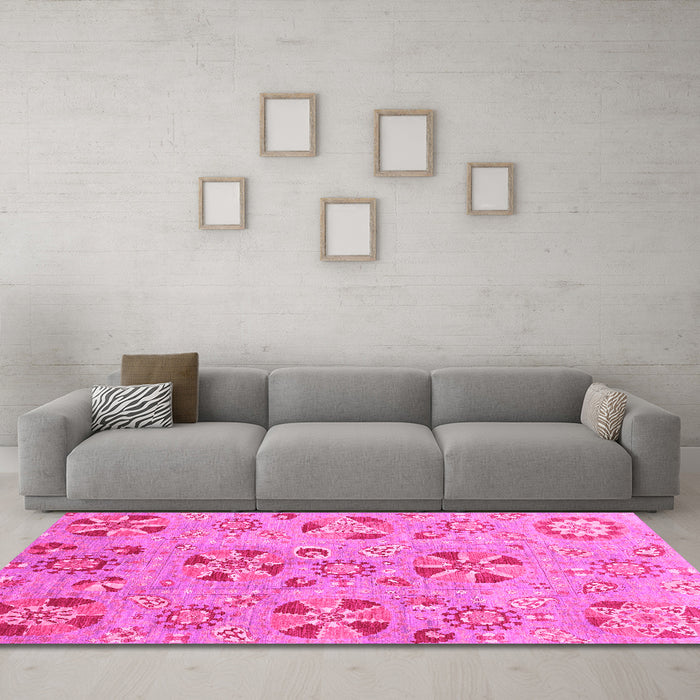 Machine Washable Abstract Pink Modern Rug in a Living Room, wshabs3899pnk