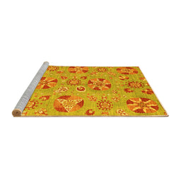 Sideview of Machine Washable Abstract Yellow Modern Rug, wshabs3899yw