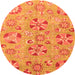 Round Abstract Orange Modern Rug, abs3899org