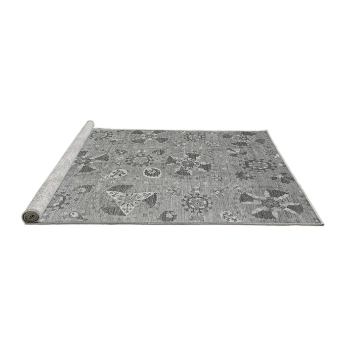 Sideview of Machine Washable Abstract Gray Modern Rug, wshabs3899gry
