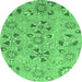 Round Abstract Emerald Green Modern Rug, abs3899emgrn