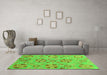 Machine Washable Abstract Green Modern Area Rugs in a Living Room,, wshabs3899grn