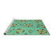 Sideview of Machine Washable Abstract Turquoise Modern Area Rugs, wshabs3899turq