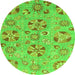 Round Machine Washable Abstract Green Modern Area Rugs, wshabs3899grn