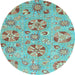 Round Machine Washable Abstract Light Blue Modern Rug, wshabs3899lblu