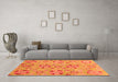 Machine Washable Abstract Orange Modern Area Rugs in a Living Room, wshabs3899org