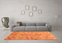 Machine Washable Abstract Orange Modern Rug, wshabs3899org