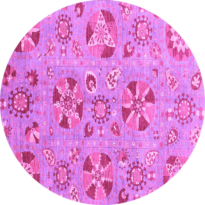 Round Machine Washable Abstract Purple Modern Area Rugs, wshabs3899pur