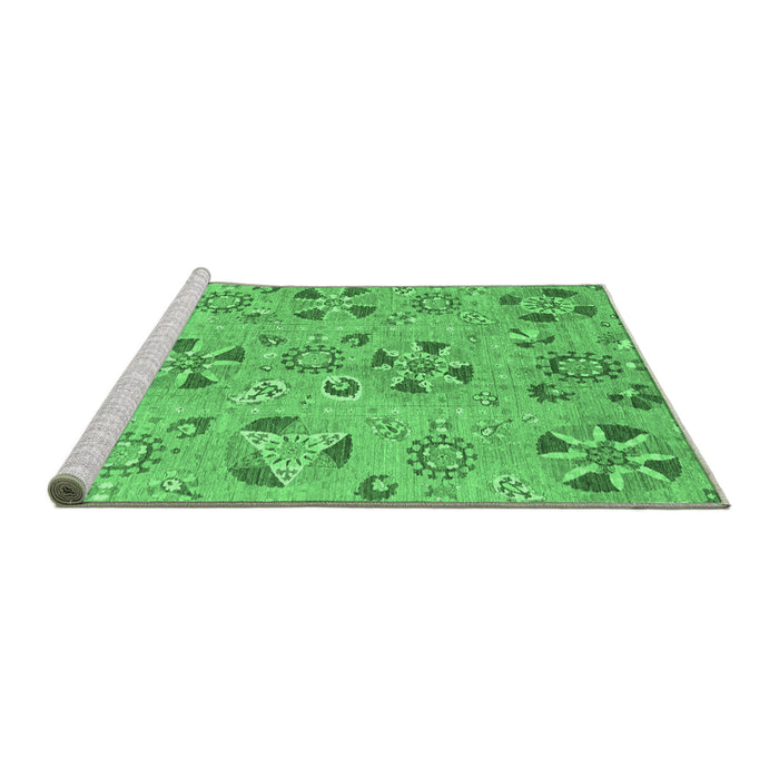 Sideview of Machine Washable Abstract Emerald Green Modern Area Rugs, wshabs3899emgrn