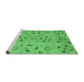 Sideview of Machine Washable Abstract Emerald Green Modern Area Rugs, wshabs3899emgrn