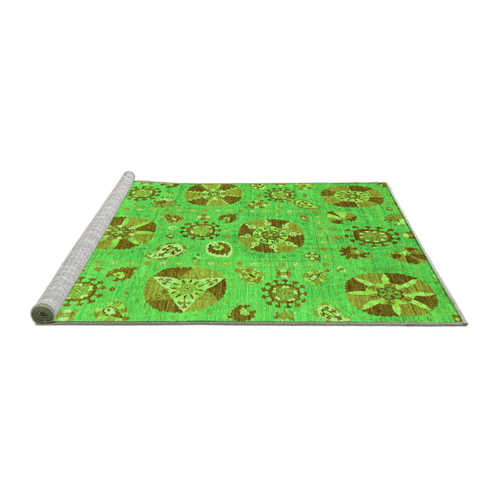Sideview of Machine Washable Abstract Green Modern Area Rugs, wshabs3899grn