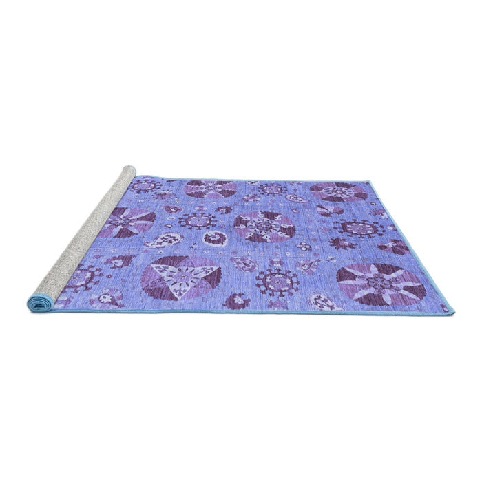 Sideview of Machine Washable Abstract Blue Modern Rug, wshabs3899blu