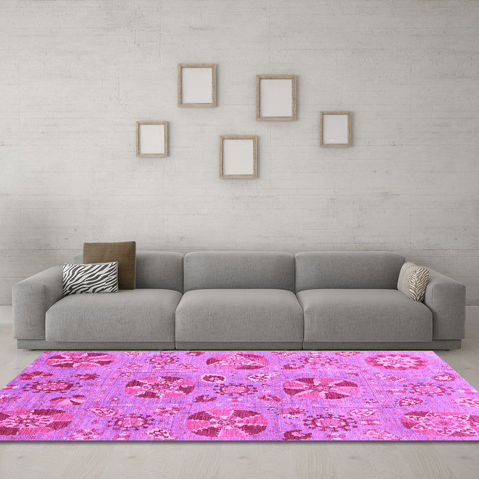 Machine Washable Abstract Purple Modern Area Rugs in a Living Room, wshabs3899pur