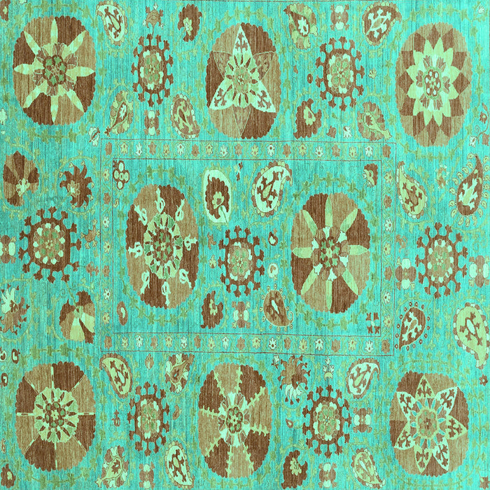 Square Machine Washable Abstract Turquoise Modern Area Rugs, wshabs3899turq