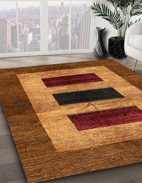 Abstract Saffron Red Modern Rug, abs389