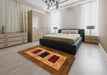 Abstract Saffron Red Modern Rug in a Bedroom, abs389