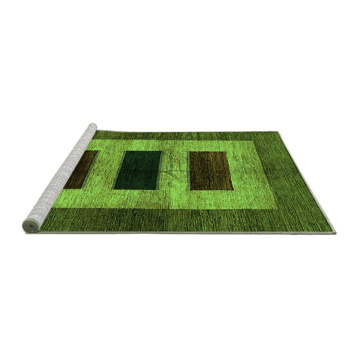 Sideview of Machine Washable Abstract Green Modern Area Rugs, wshabs389grn