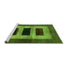 Sideview of Machine Washable Abstract Green Modern Area Rugs, wshabs389grn