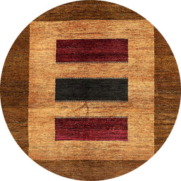 Round Abstract Saffron Red Modern Rug, abs389