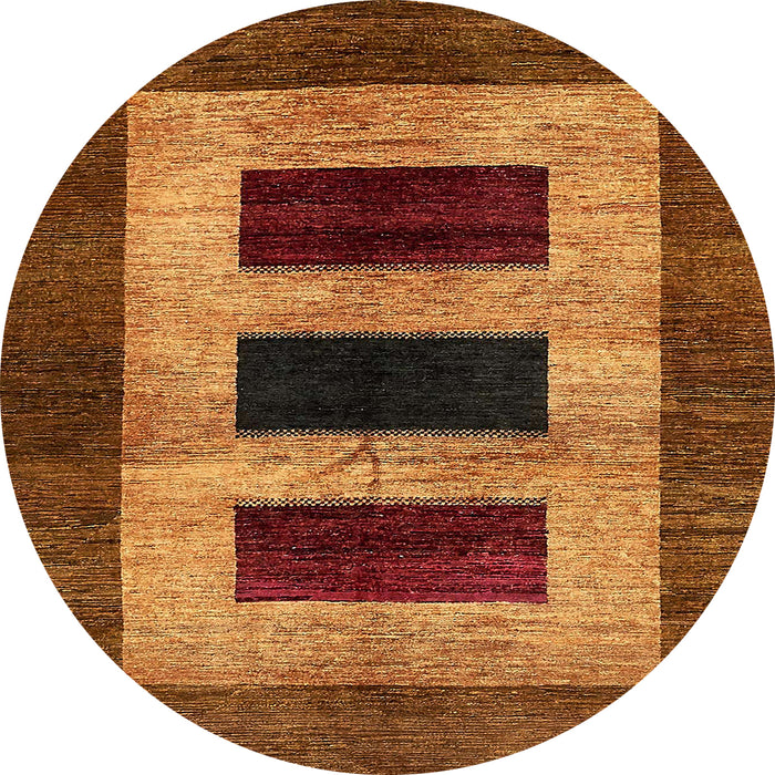 Round Machine Washable Abstract Saffron Red Rug, wshabs389