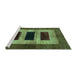 Sideview of Machine Washable Abstract Turquoise Modern Area Rugs, wshabs389turq