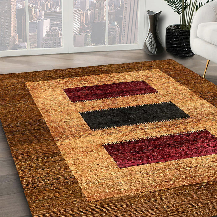 Machine Washable Abstract Saffron Red Rug in a Family Room, wshabs389