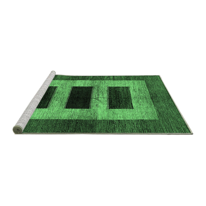 Sideview of Machine Washable Abstract Emerald Green Modern Area Rugs, wshabs389emgrn