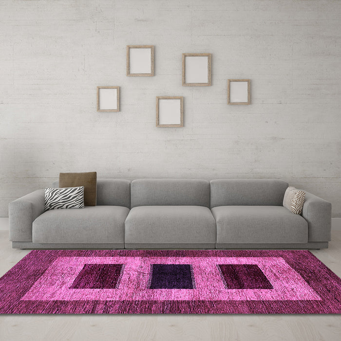 Machine Washable Abstract Purple Modern Area Rugs in a Living Room, wshabs389pur