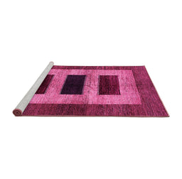 Sideview of Machine Washable Abstract Pink Modern Rug, wshabs389pnk