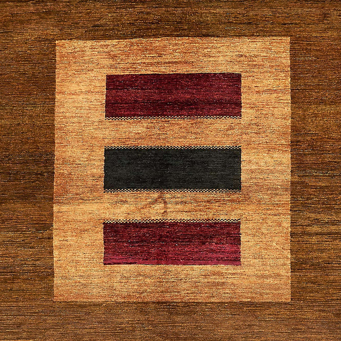 Square Machine Washable Abstract Saffron Red Rug, wshabs389