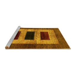 Sideview of Machine Washable Abstract Yellow Modern Rug, wshabs389yw
