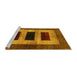 Sideview of Machine Washable Abstract Yellow Modern Rug, wshabs389yw