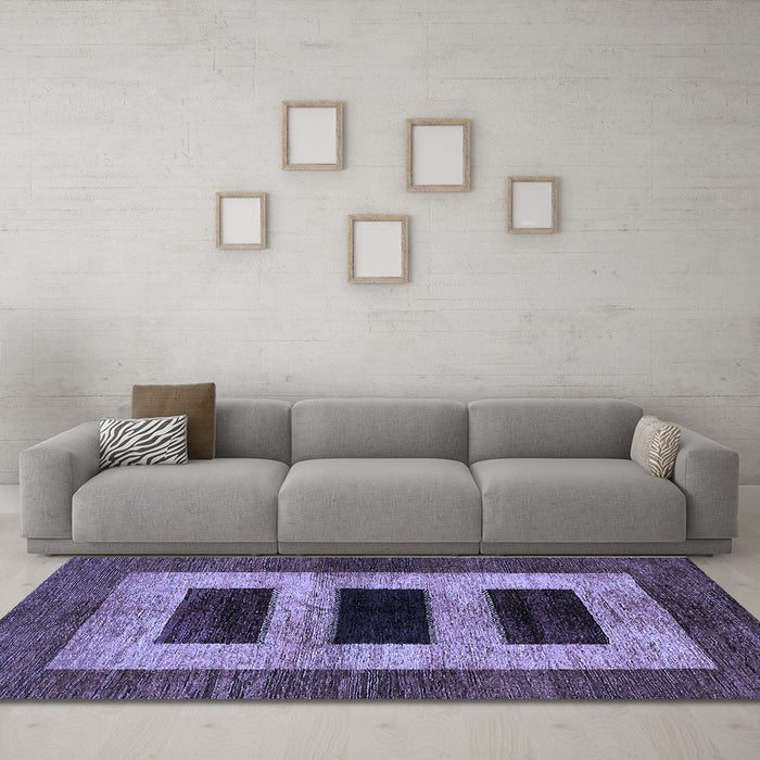 Machine Washable Abstract Blue Modern Rug in a Living Room, wshabs389blu