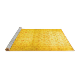 Sideview of Machine Washable Oriental Yellow Traditional Rug, wshabs38yw