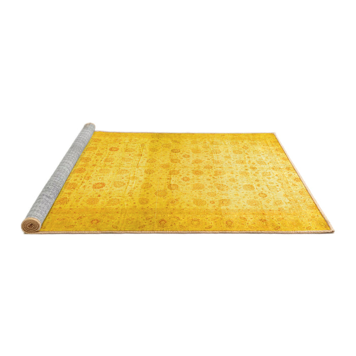 Sideview of Machine Washable Oriental Yellow Traditional Rug, wshabs38yw