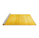 Sideview of Machine Washable Oriental Yellow Traditional Rug, wshabs38yw