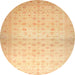 Round Abstract Orange Oriental Rug, abs38