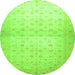 Round Oriental Green Traditional Rug, abs38grn